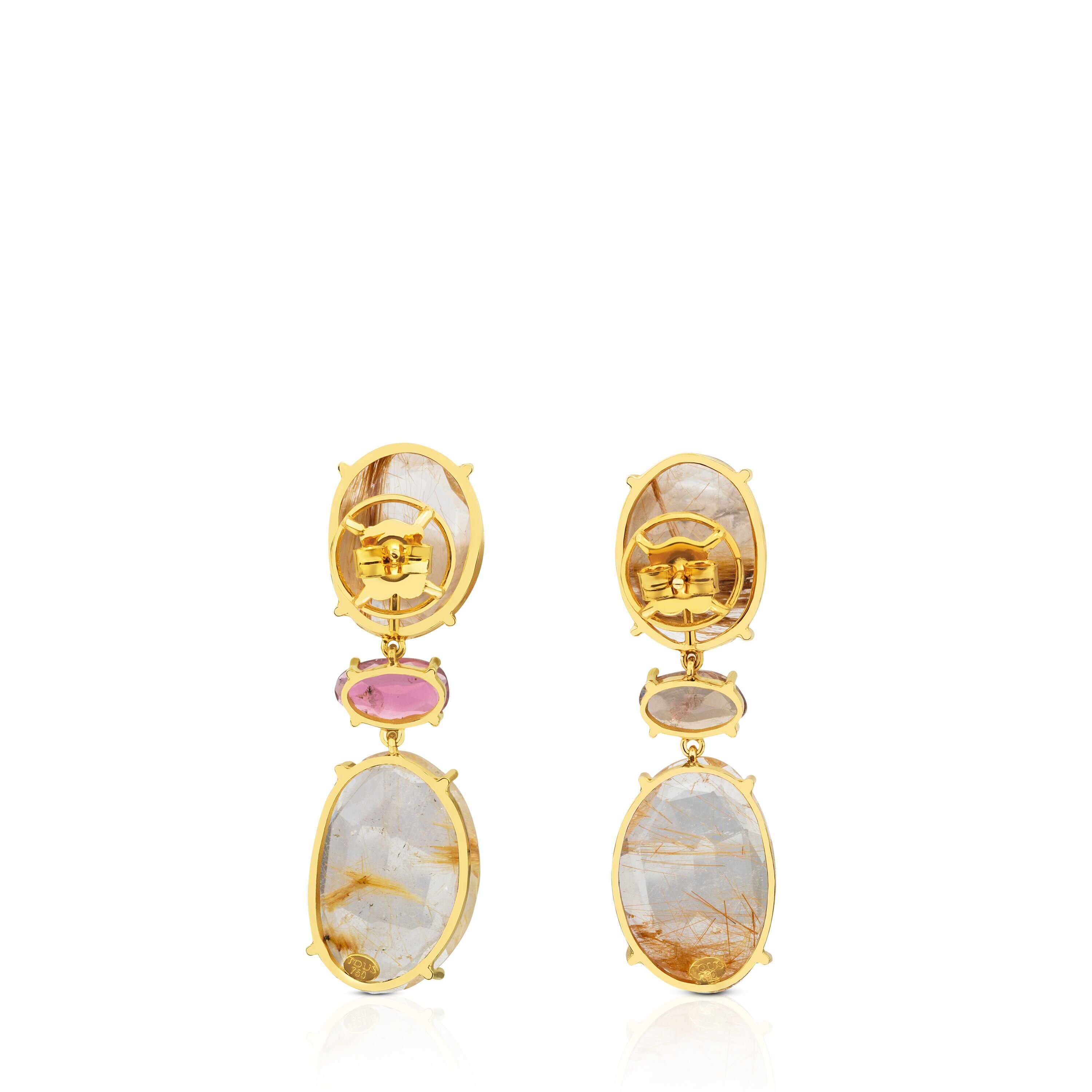 ATELIER Precious Gemstones Earrings in Gold with sparkle Quartz and Tourmalines