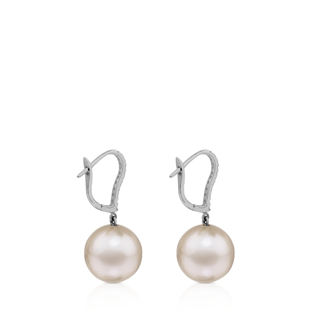 Pendientes ATELIER Novias de oro blanco con perlas y diamantes