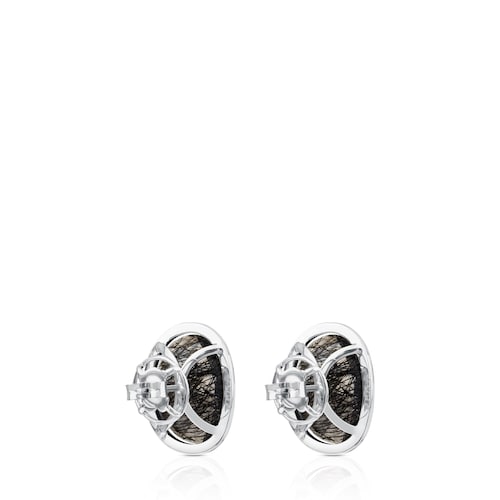 ATELIER Dramatic Jewelry Earrings in white Gold with Diamonds and sparkle Quartz