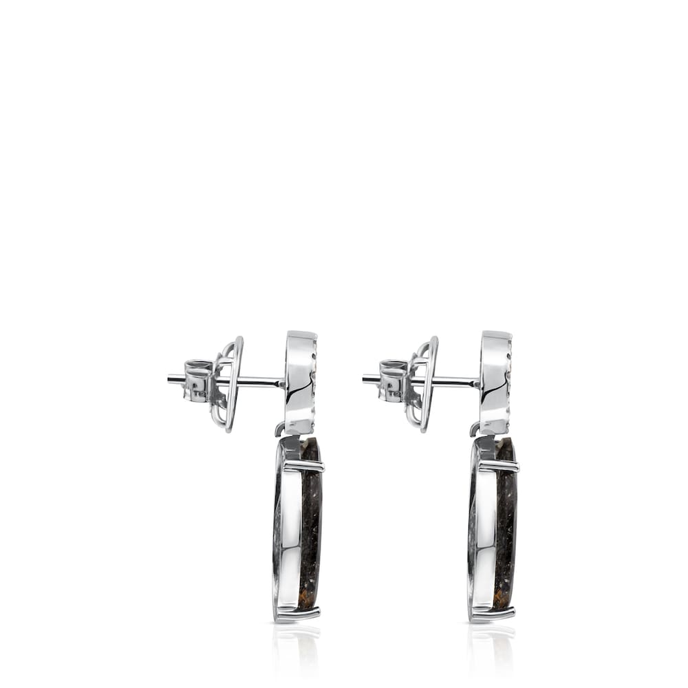 ATELIER Dramatic Jewelry Earrings in white Gold with Diamonds and tourmalinated Quartz