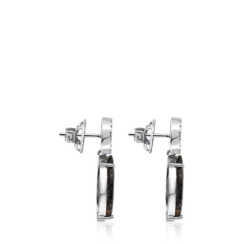 ATELIER Dramatic Jewelry Earrings in white Gold with Diamonds and tourmalinated Quartz