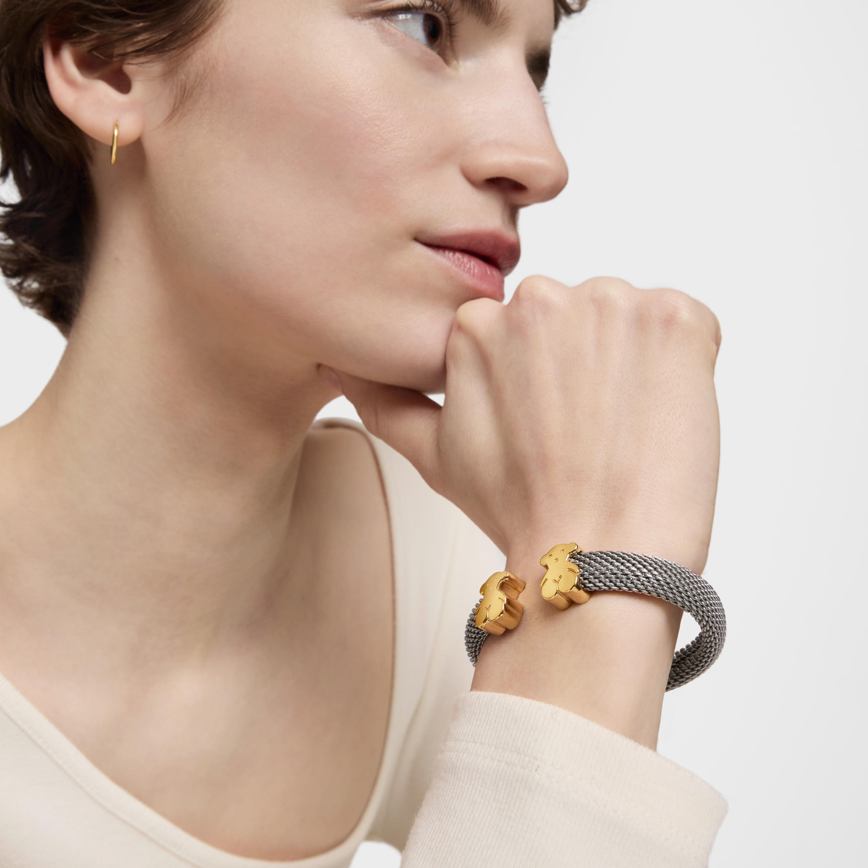 Mesh 18K solid gold Bangle | TOUS
