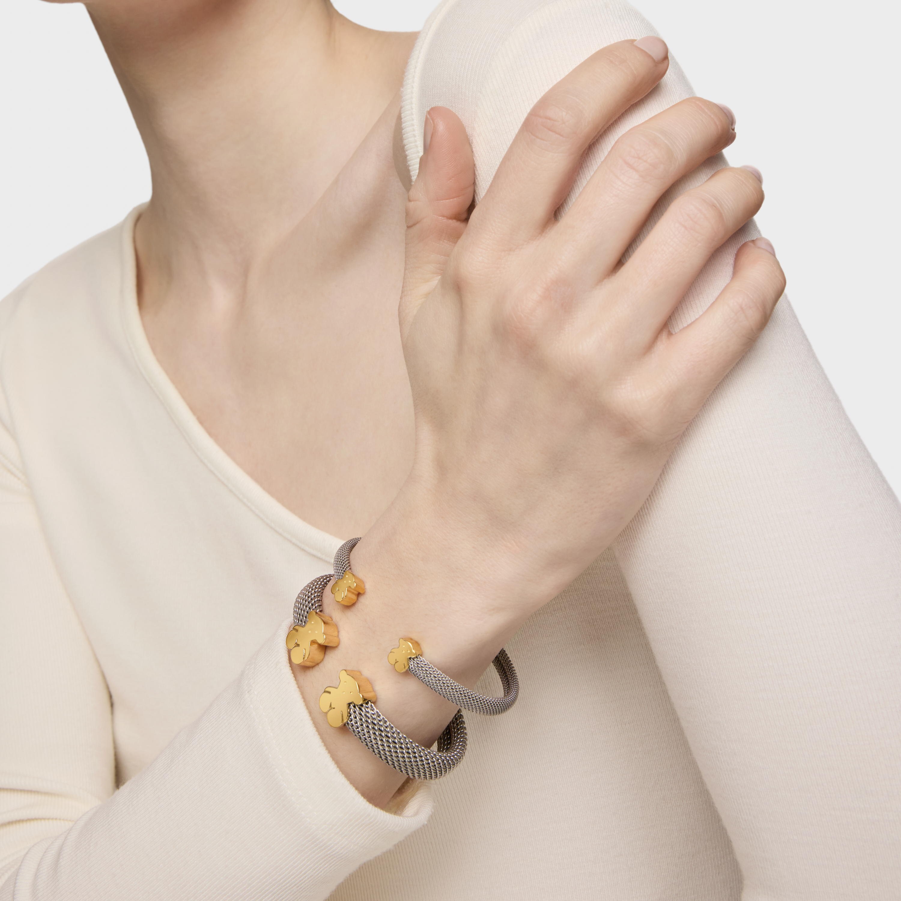 Mesh 18K solid gold Bangle | TOUS