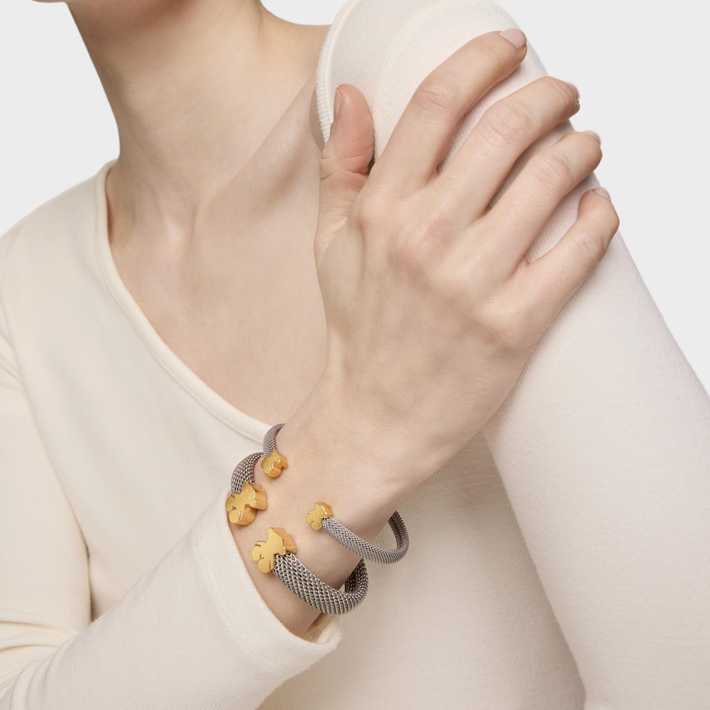 Mesh 18K solid gold Bangle