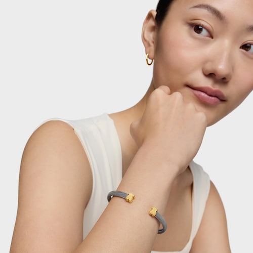 Mesh Steel and Gold Bangle