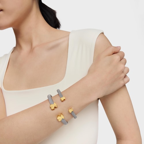 Mesh Steel and Gold Bangle