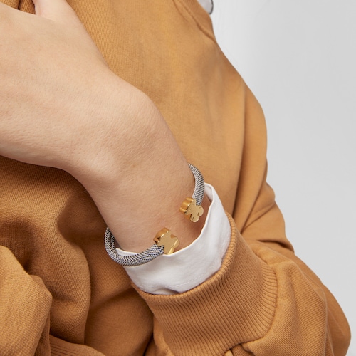 Mesh Steel and Gold Bangle