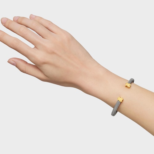 Mesh Steel and Gold Bangle