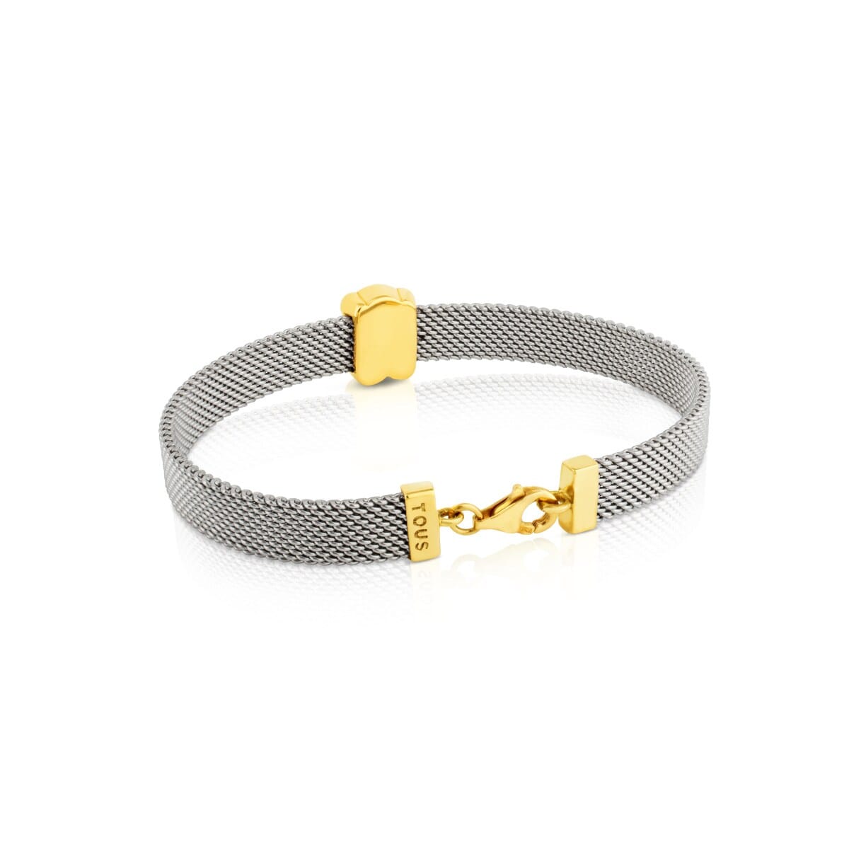 Gold and Steel Mesh Bracelet Bear motif