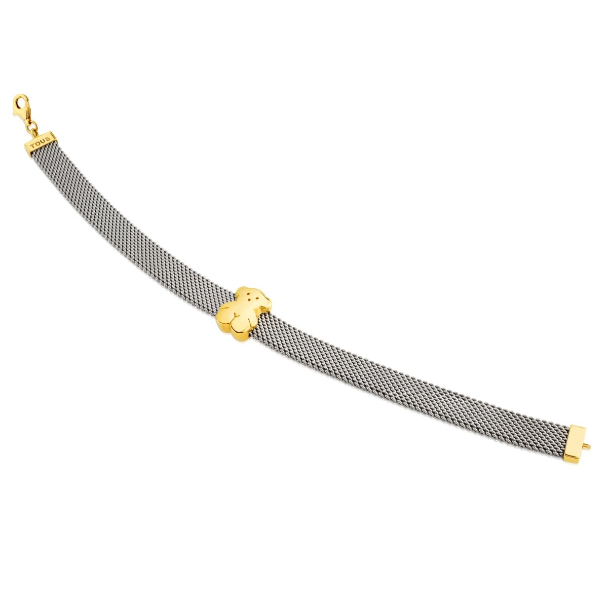 Gold and Steel Mesh Bracelet Bear motif