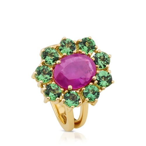 ATELIER Tea Time Ring in Gold with Ruby and Tsavorite image number 0