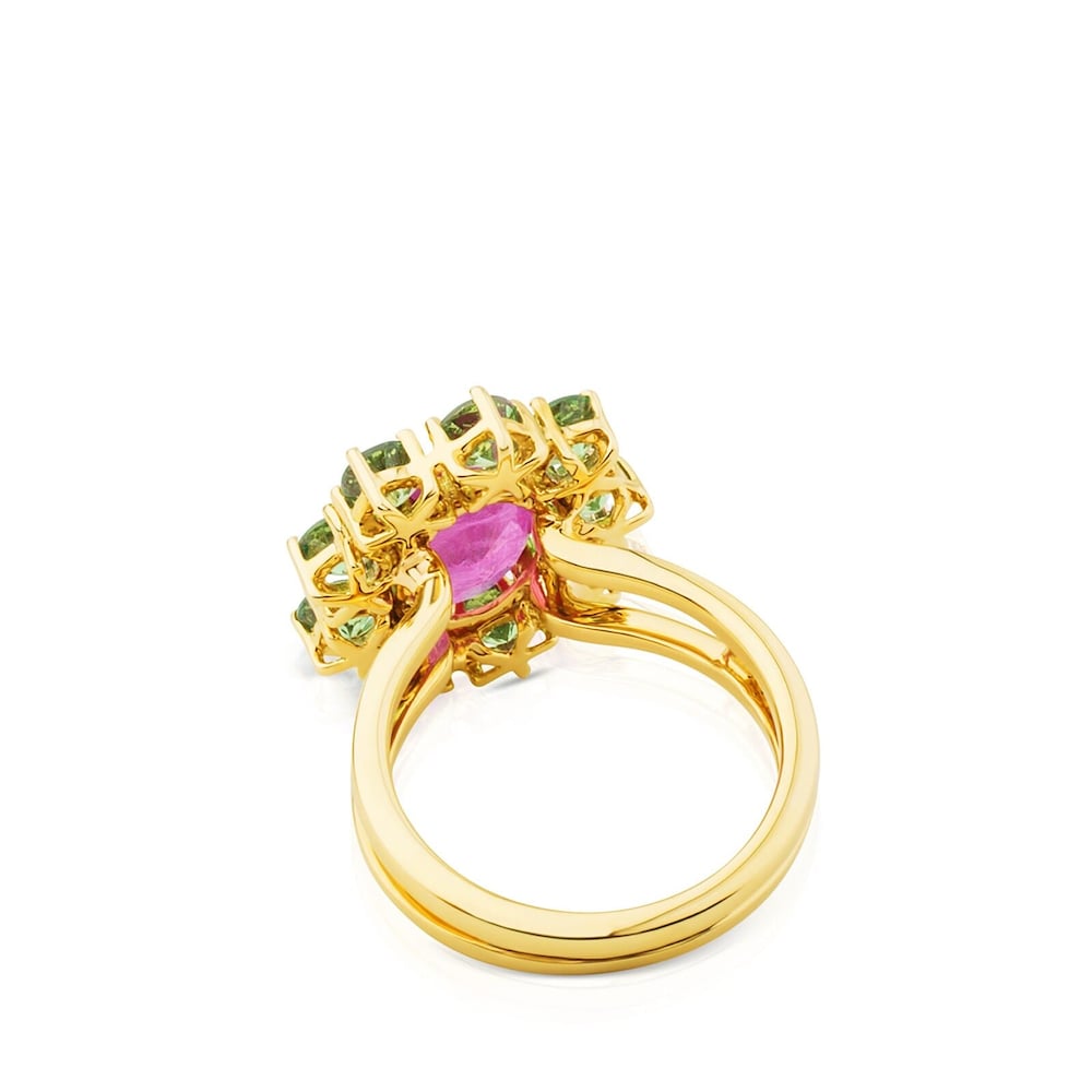 Anillo ATELIER - Tea Time de Oro con Rub&iacute; y Tsavorita