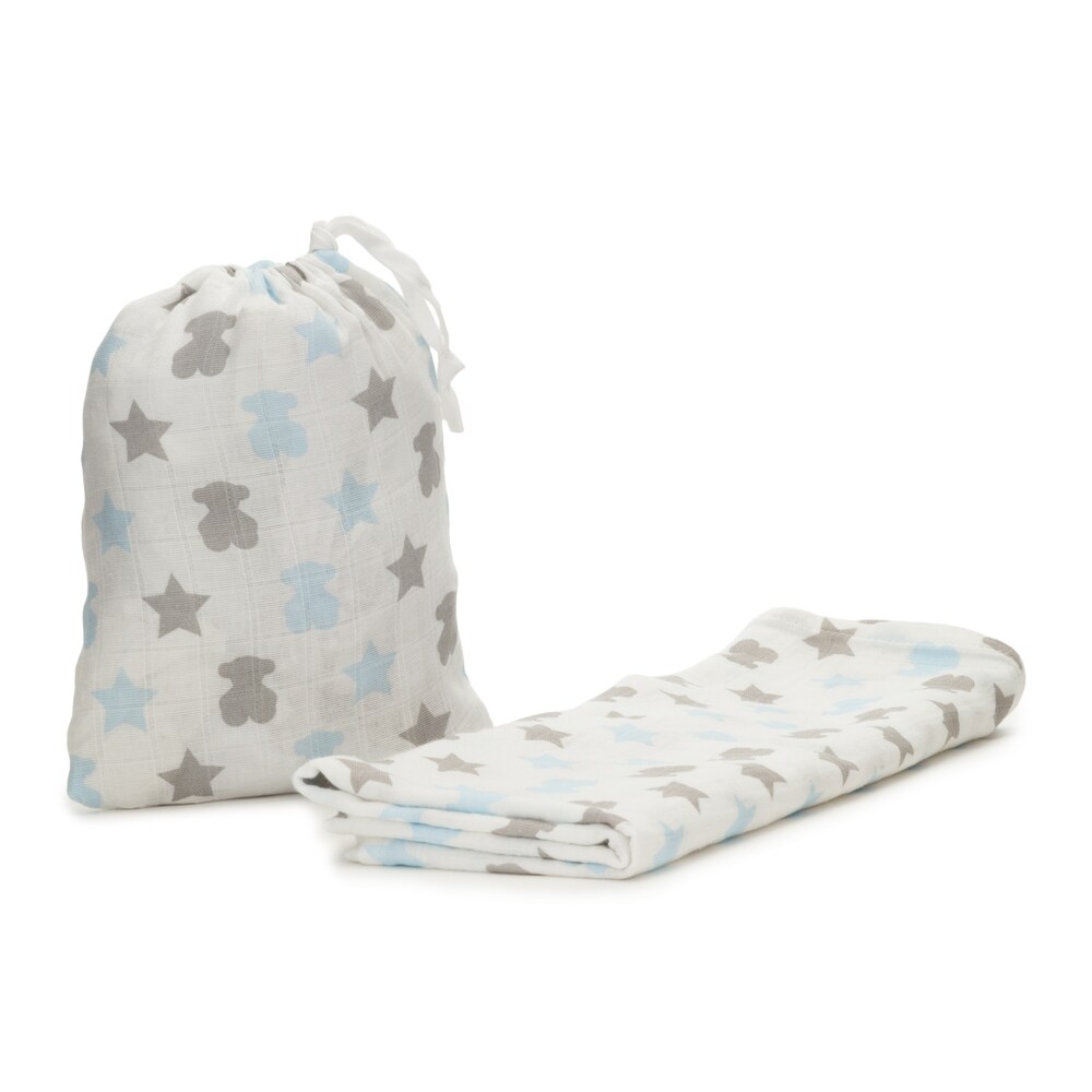 Muse muslin blanket with gauze cover in sky blue