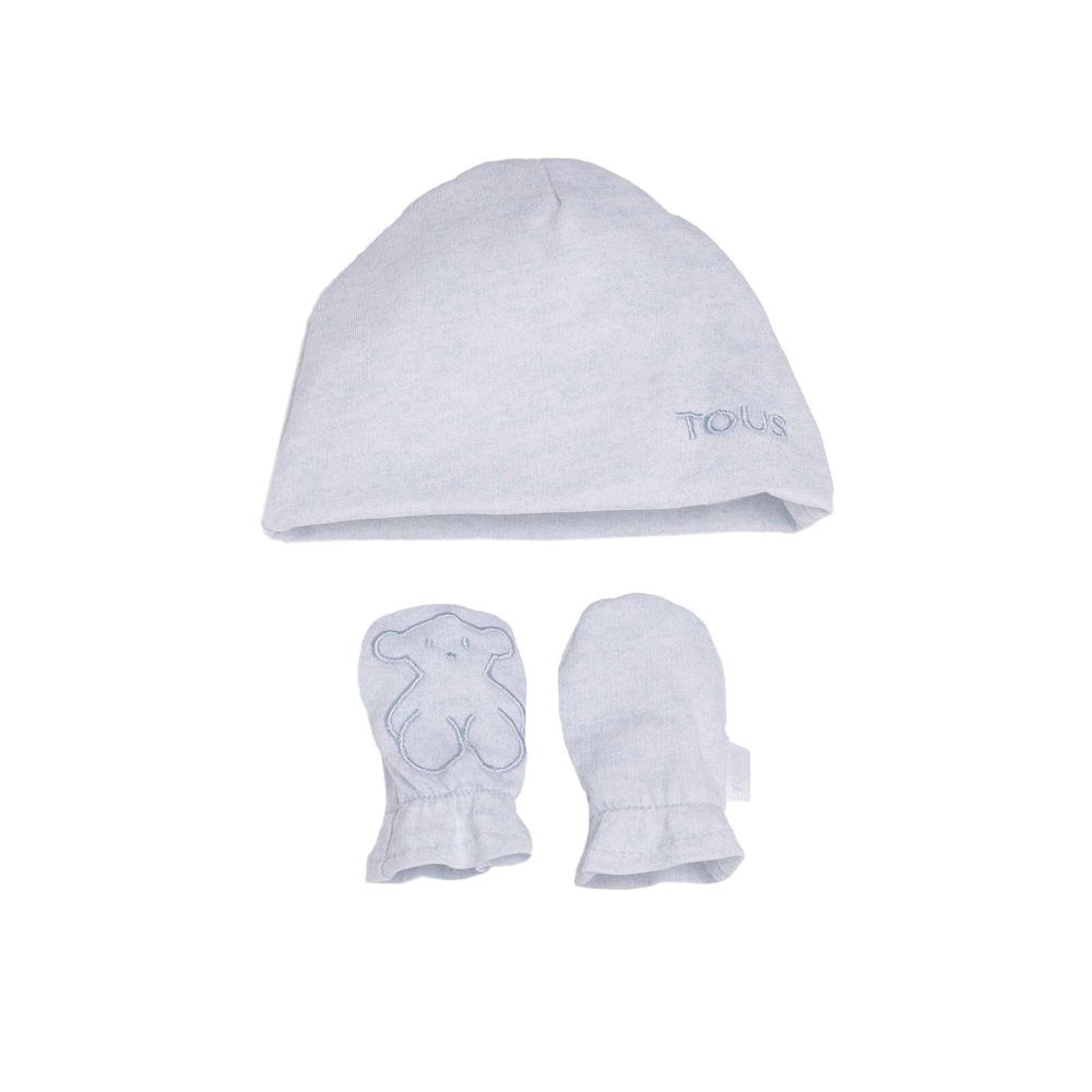 Conjunto de gorro e luvas Rise Melange Azul Celeste