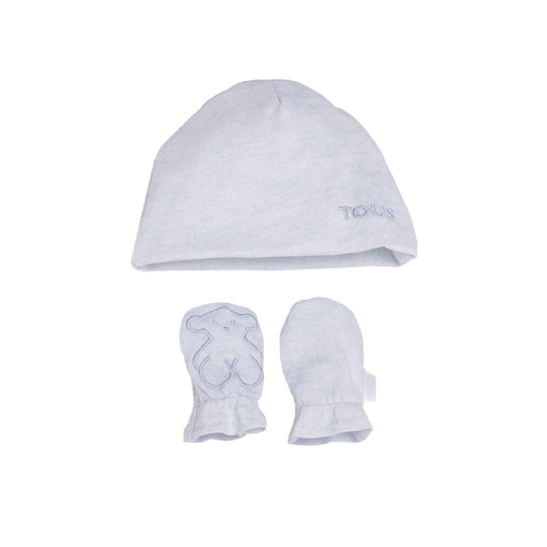 Conjunto de gorro e luvas Rise Melange Azul Celeste