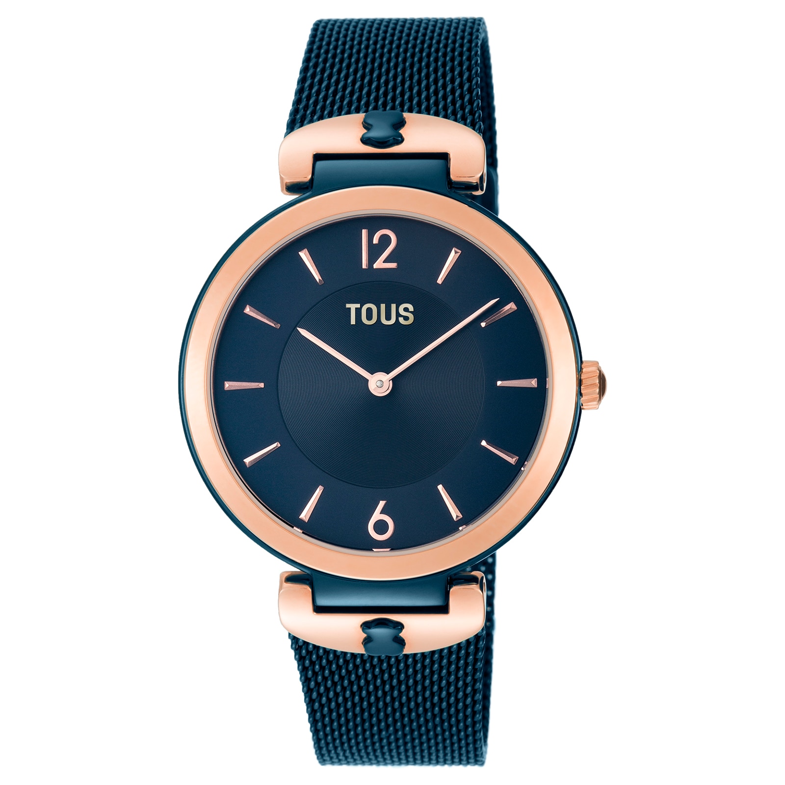 Reloj analógico S-Mesh bicolor acero-IP rosado y azul