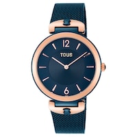 Reloj analógico S-Mesh bicolor acero-IP rosado y azul