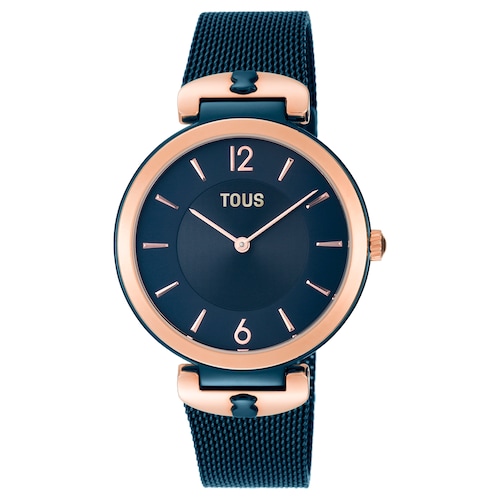 Two-tone rose and blue steel-IP S-Mesh Watch