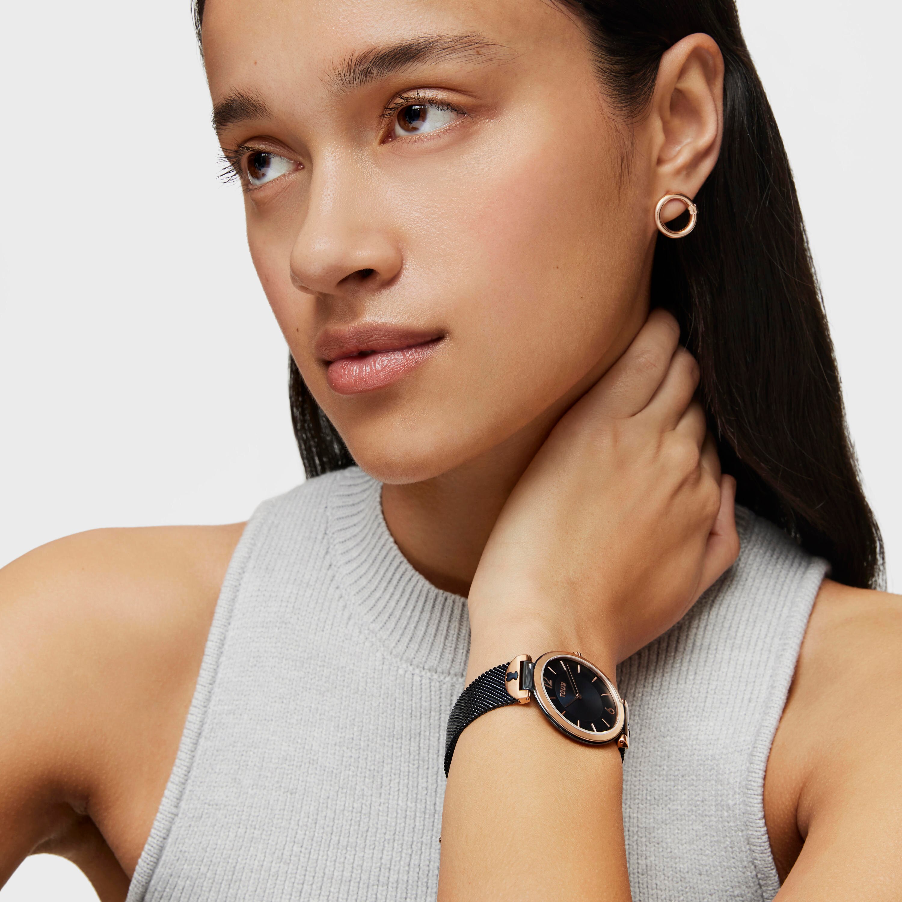 Two-tone rose and blue steel/IP S-Mesh Watch