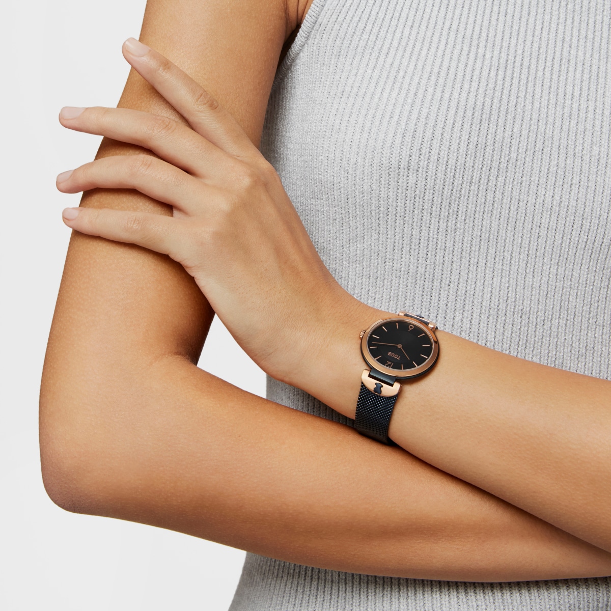 Two-tone rose and blue steel-IP S-Mesh Watch