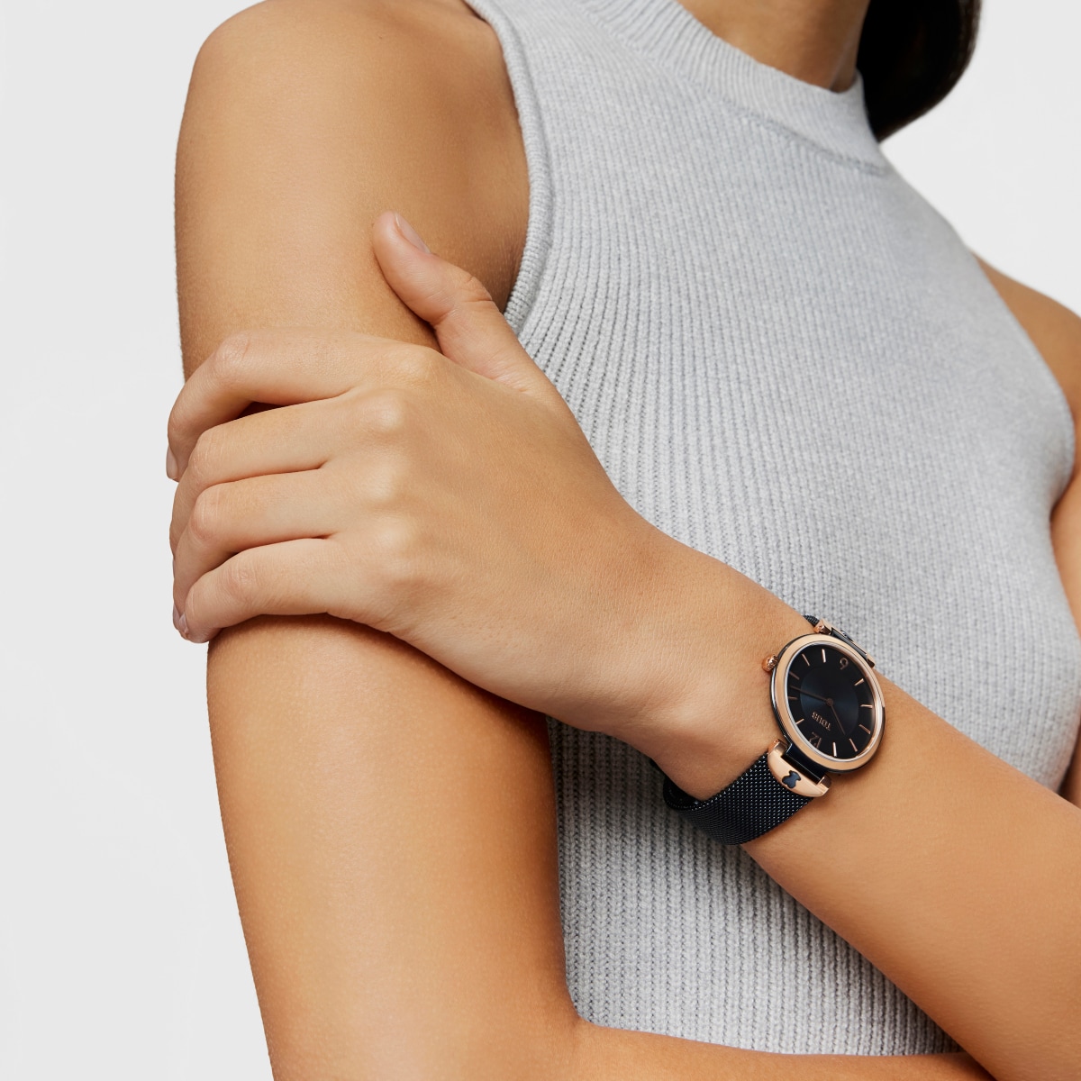 Two-tone rose and blue steel-IP S-Mesh Watch