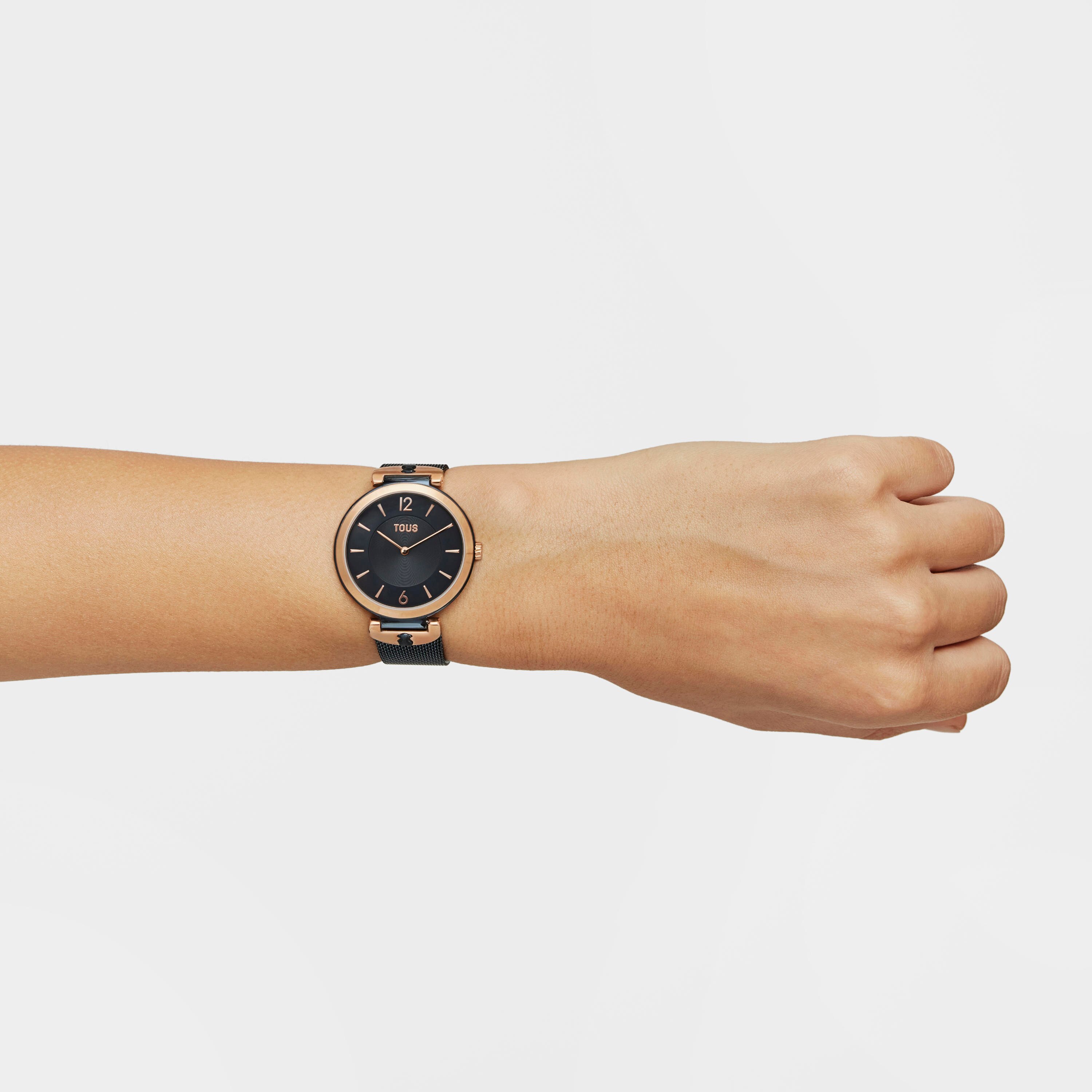 Two-tone rose and blue steel/IP S-Mesh Watch