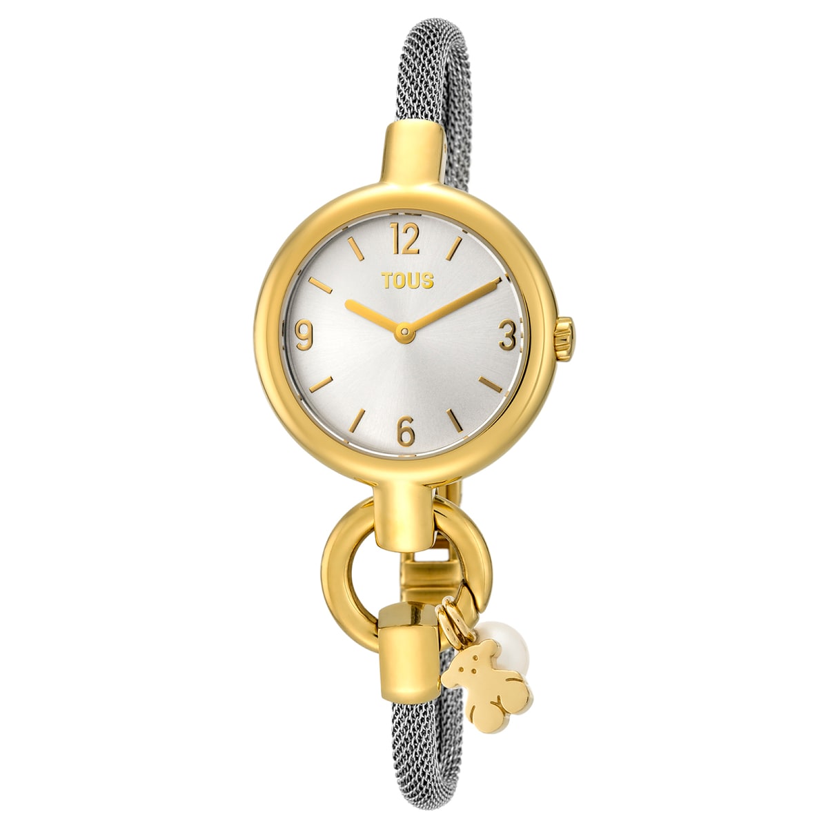 Gold-colored IP Steel Hold Charms Watch with steel strap