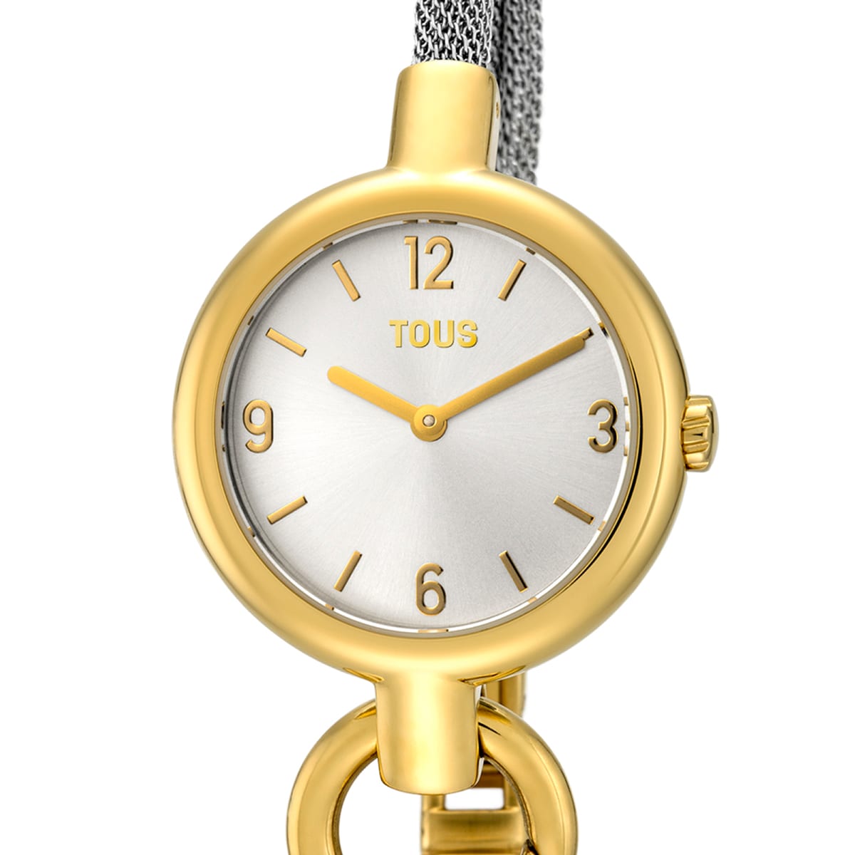 Gold-colored IP Steel Hold Charms Watch with steel strap