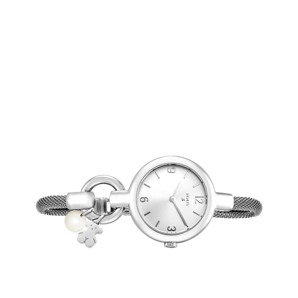 Reloj analógico Hold Charms de acero image number 1