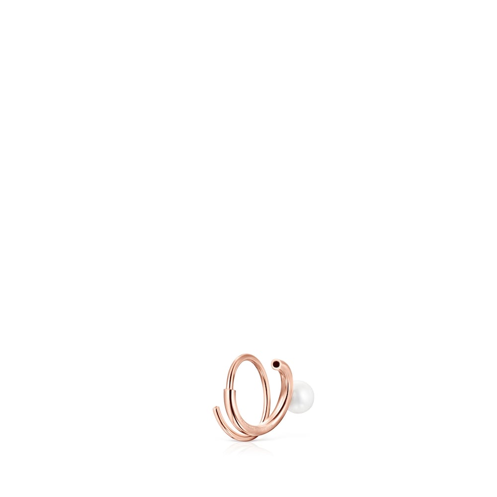 Earcuff TOUS Basics con ba&ntilde;o de oro rosa 18 kt sobre plata y perla