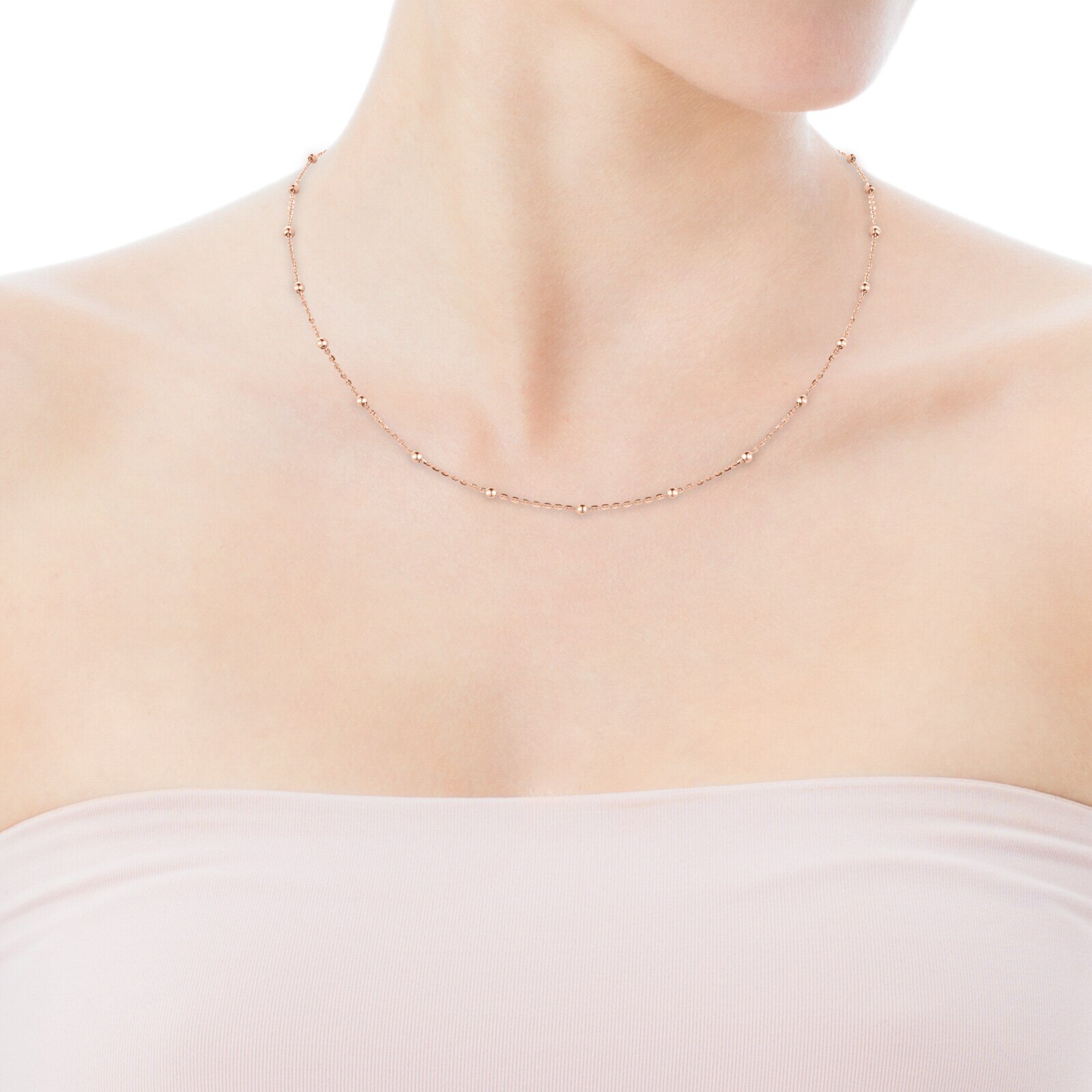 Rose Vermeil Silver TOUS Chain Choker 45cm.