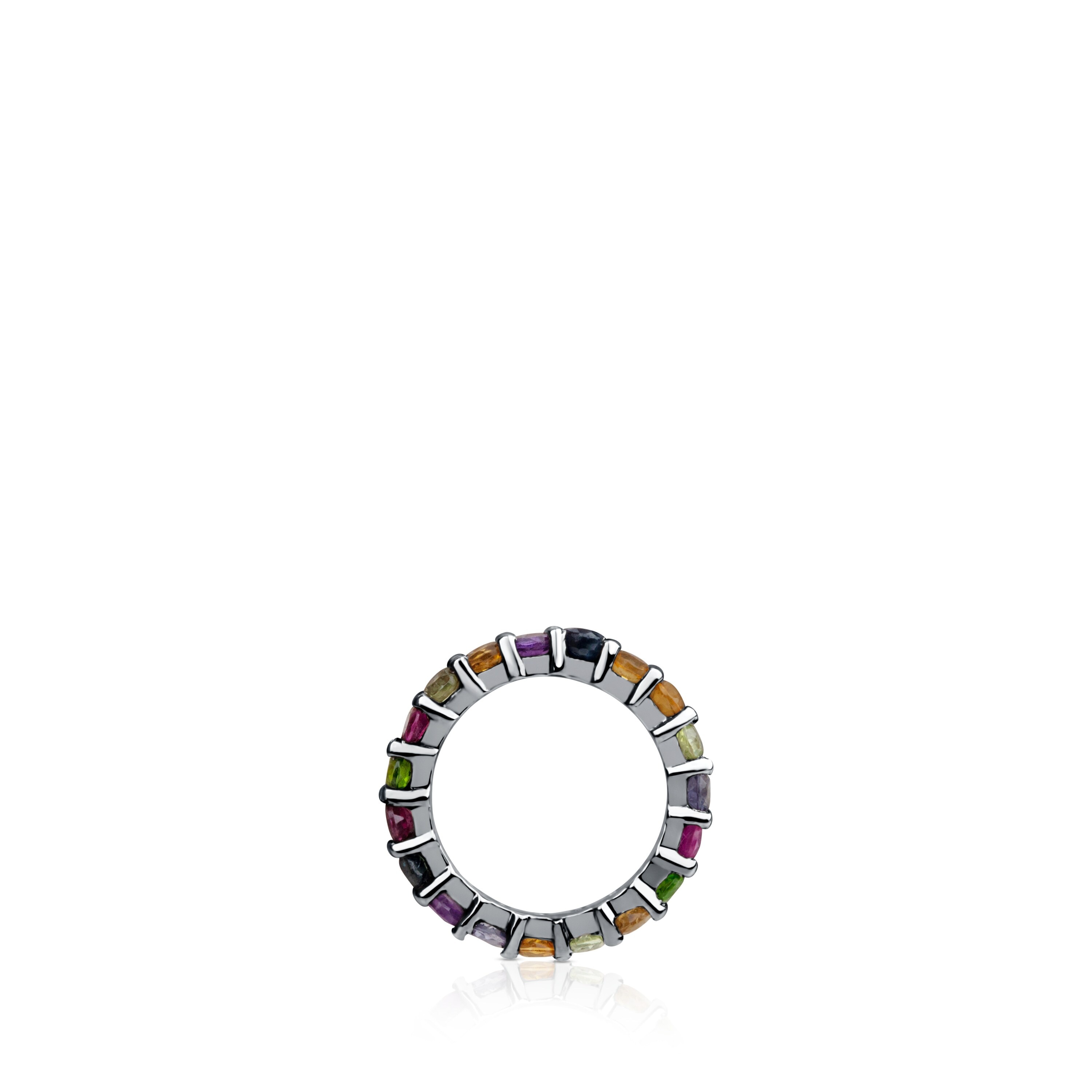 Large Dark Silver Shield Pendant with Gemstones