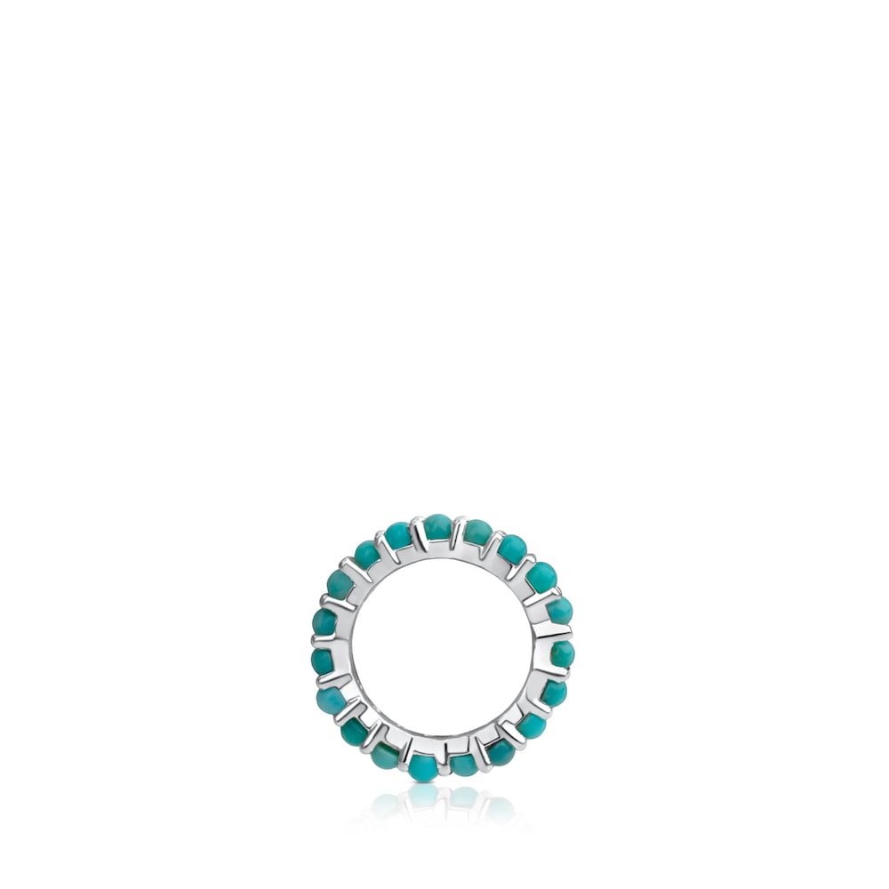 Pingente grande Shield em Prata com Turquesas