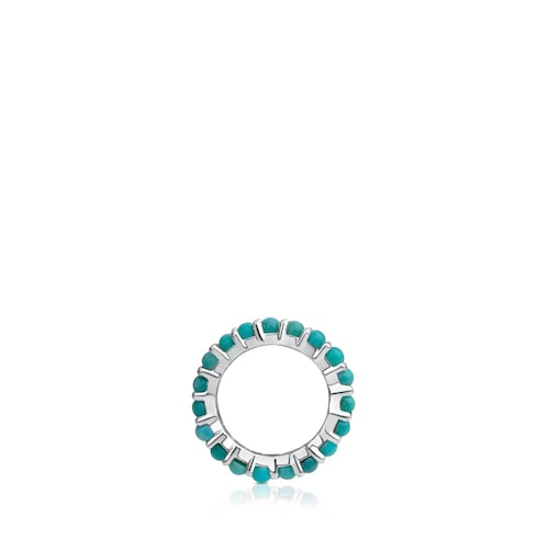 Colgante grande de plata con turquesas Shield