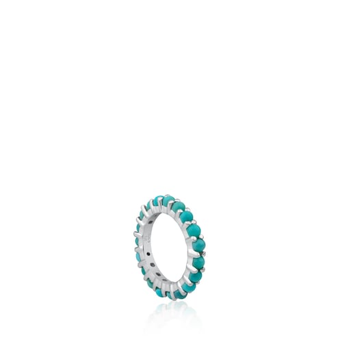 Large Silver Shield Pendant with Turquoises