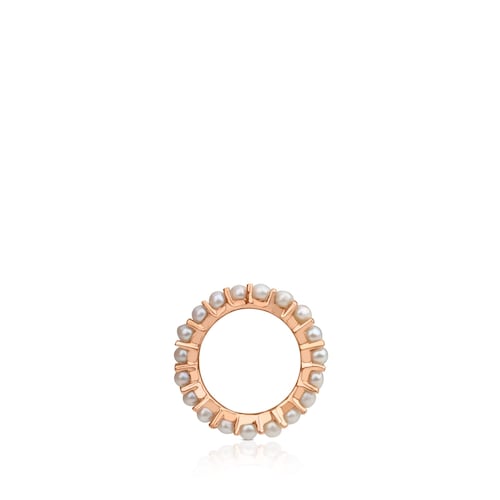 Colgante grande con ba&ntilde;o de oro rosa 18 kt sobre plata y perlas Shield