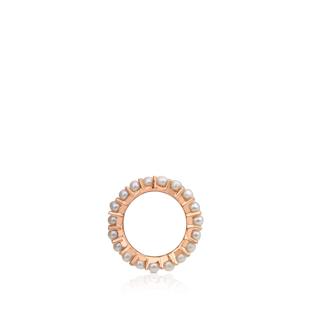 Large Rose Silver Vermeil Shield Pendant with Pearls