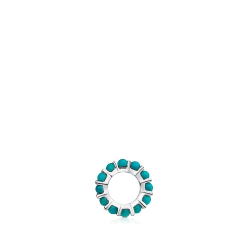 Small Silver Shield Pendant with Turquoises