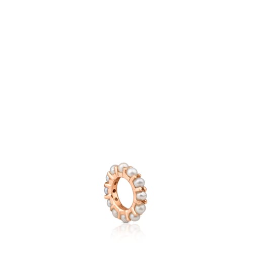 Small Rose Silver Vermeil Shield Pendant with Pearls