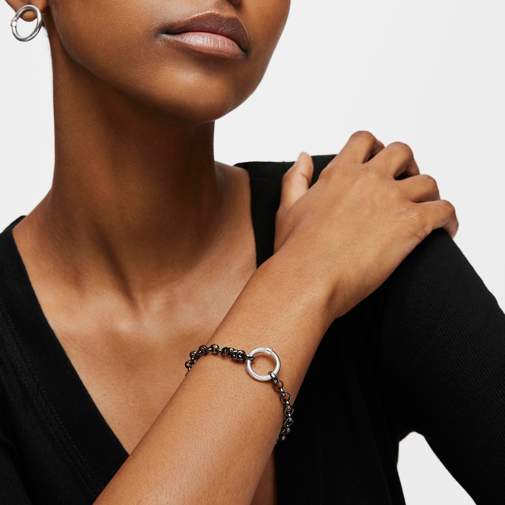 Pulsera de plata dark silver 17cm. Hold