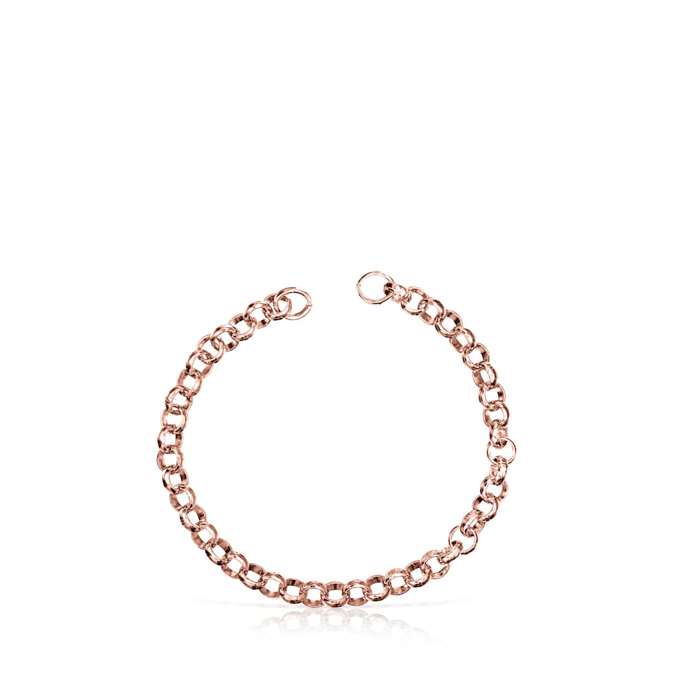 Pulsera con ba&ntilde;o de oro rosa 18 kt sobre plata 17 cm Hold