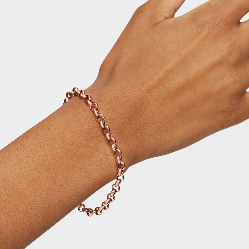 Pulsera con ba&ntilde;o de oro rosa 18 kt sobre plata 17 cm Hold