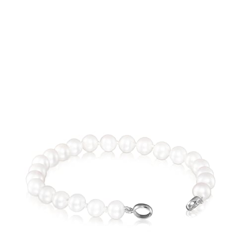 Silver TOUS Hold Bracelet with Pearls 17,5cm