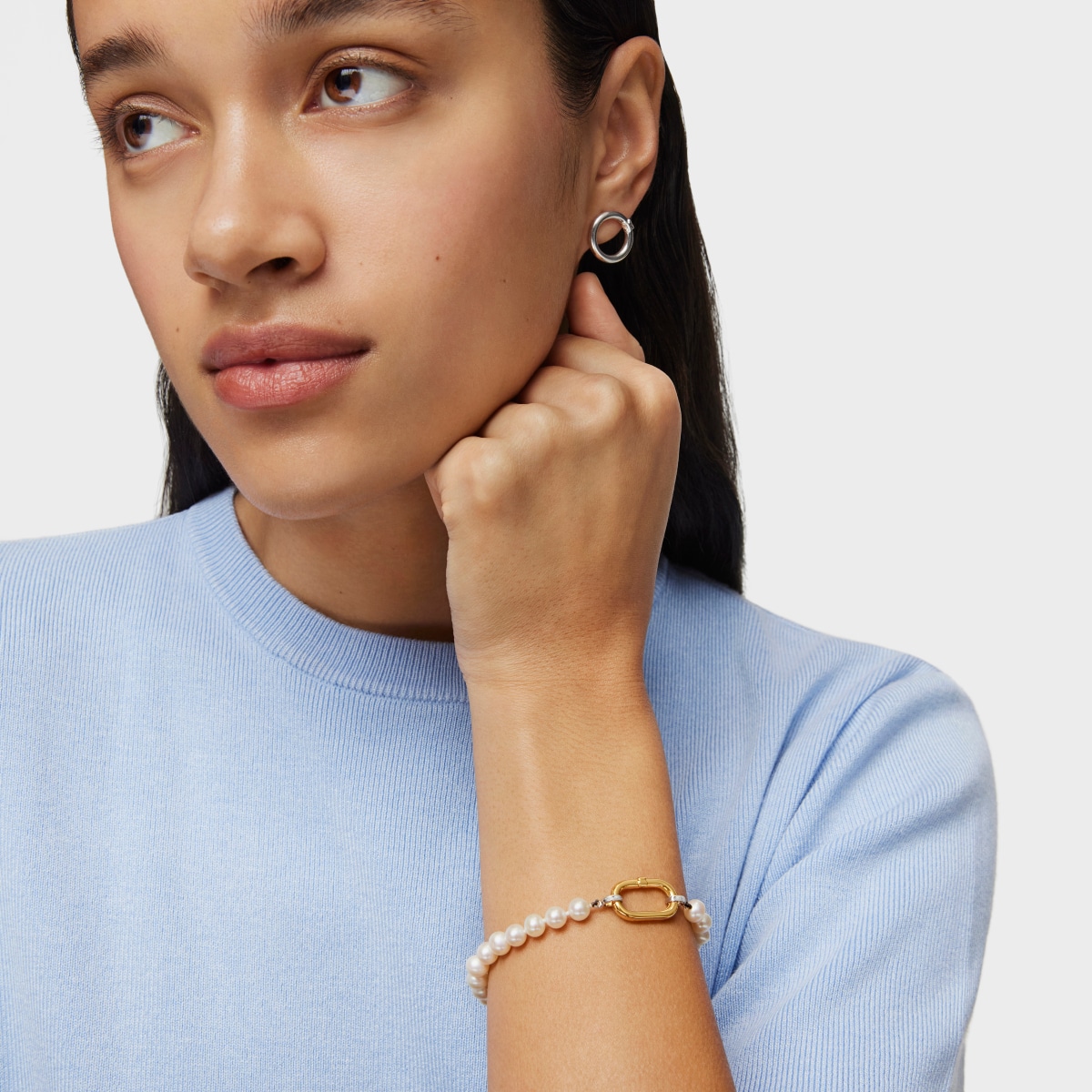 Pulsera de perlas y plata 17,5cm Hold