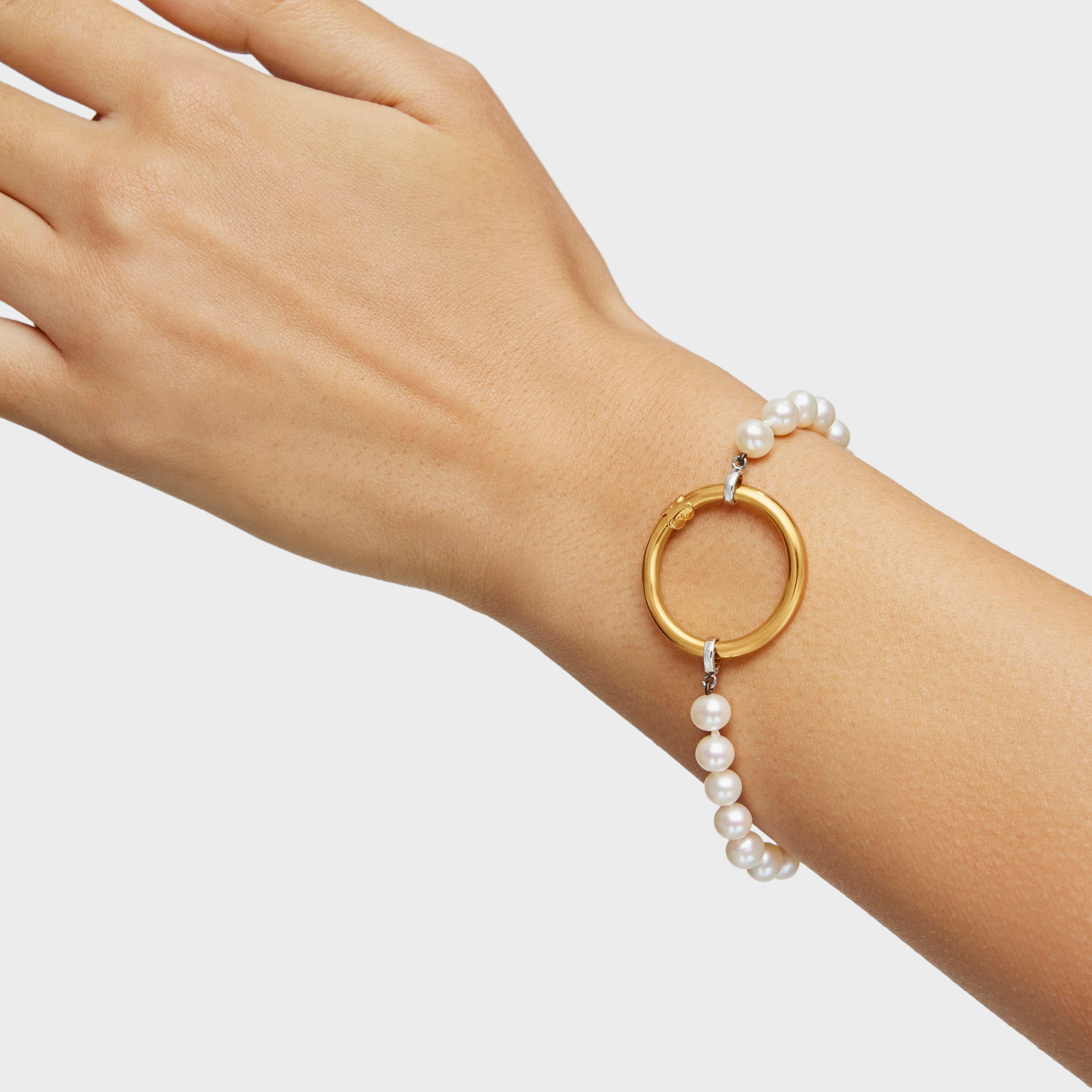 Silver TOUS Hold Bracelet with Pearls 17,5cm