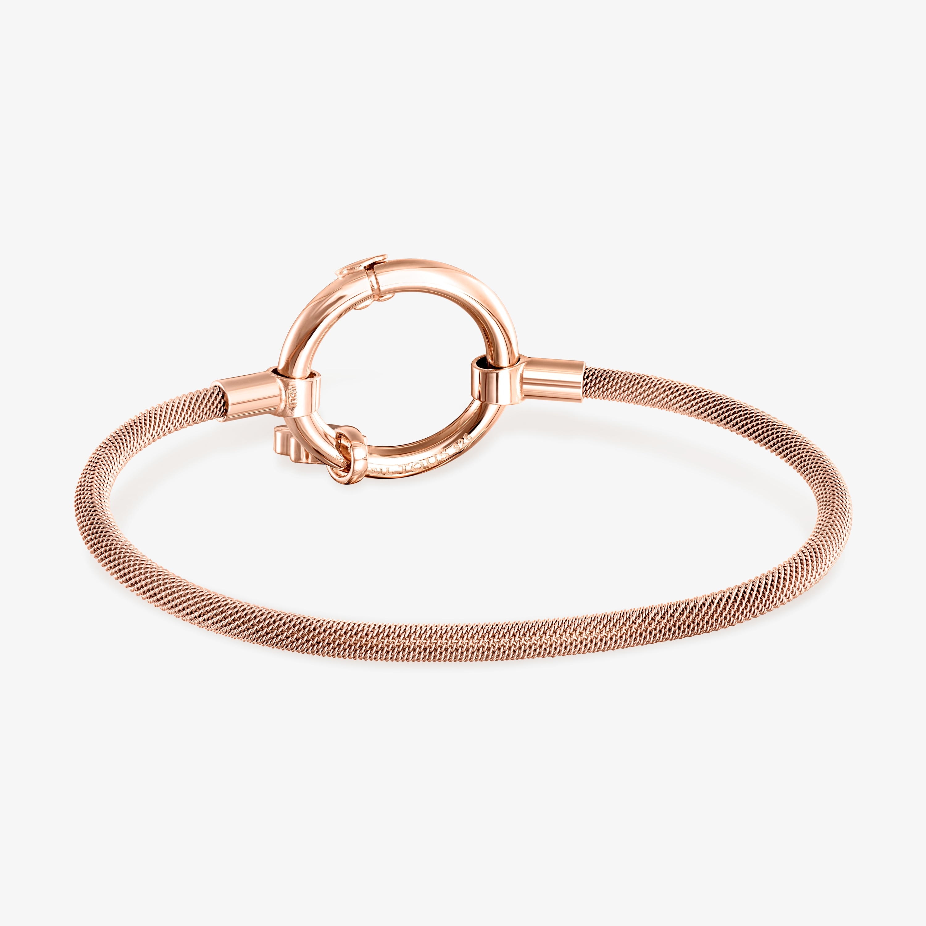 Rose 18K gold vermeil and rose IP Steel Hold Bracelet