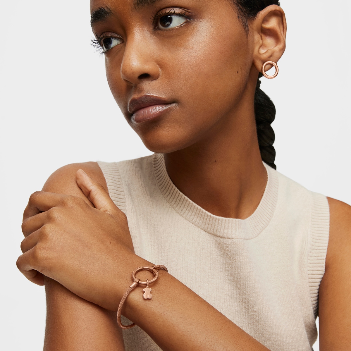 Rose Vermeil Silver and rose IP Steel Hold Bracelet