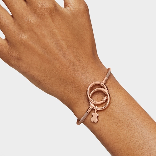 Pulsera con baño de oro rosa 18 kt sobre plata y acero IP rosa Hold