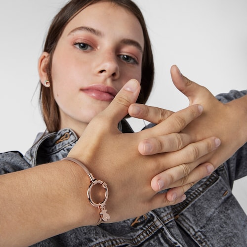 Pulsera con baño de oro rosa 18 kt sobre plata y acero IP rosa Hold