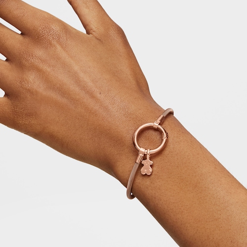 Pulsera con baño de oro rosa 18 kt sobre plata y acero IP rosa Hold